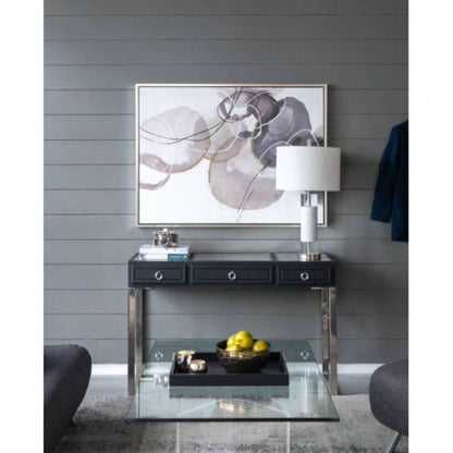 47x 35.5 Large Modern Oil Painting, Hand Painted Abstract Gray Brown Watercolor Texture