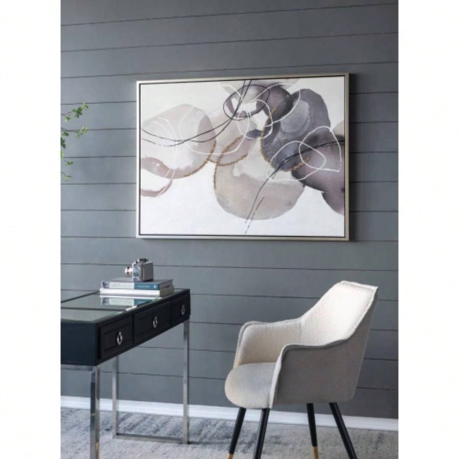 47x 35.5 Large Modern Oil Painting, Hand Painted Abstract Gray Brown Watercolor Texture