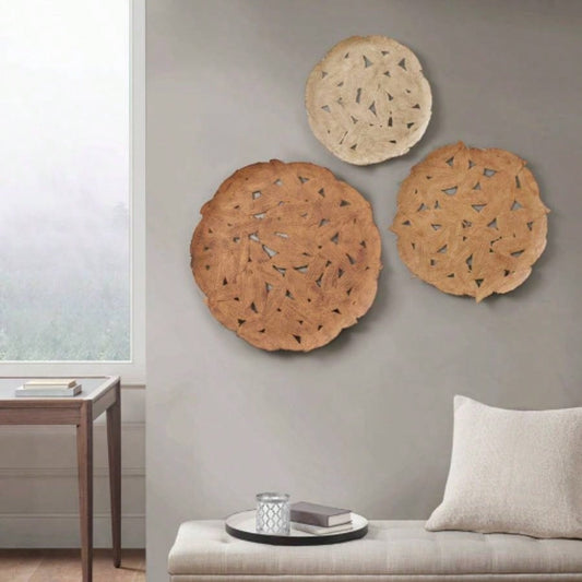 Textured 3 - piece Metal Disc Wall Decor Set