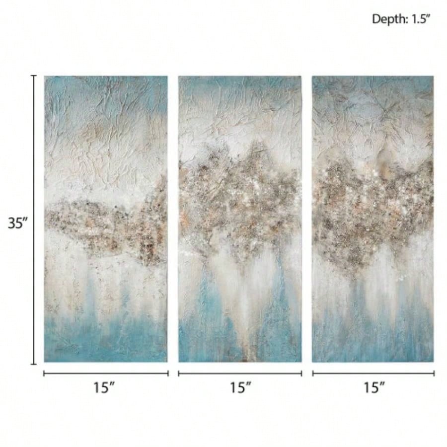 Heavily Embellished 3 - piece Canvas Wall Art Set