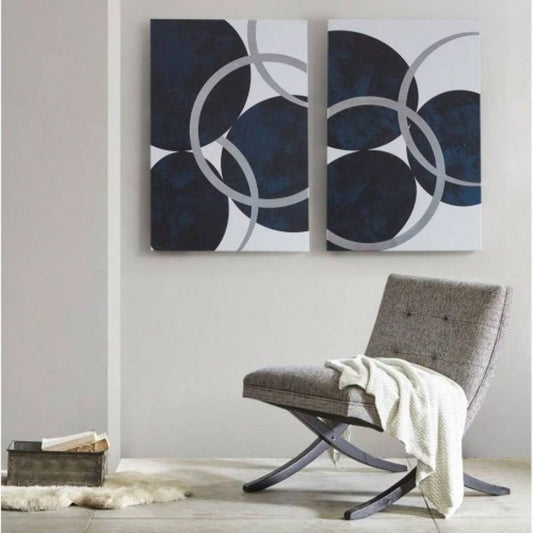 Silver Foil Abstract 2 - piece Canvas Wall Art Set