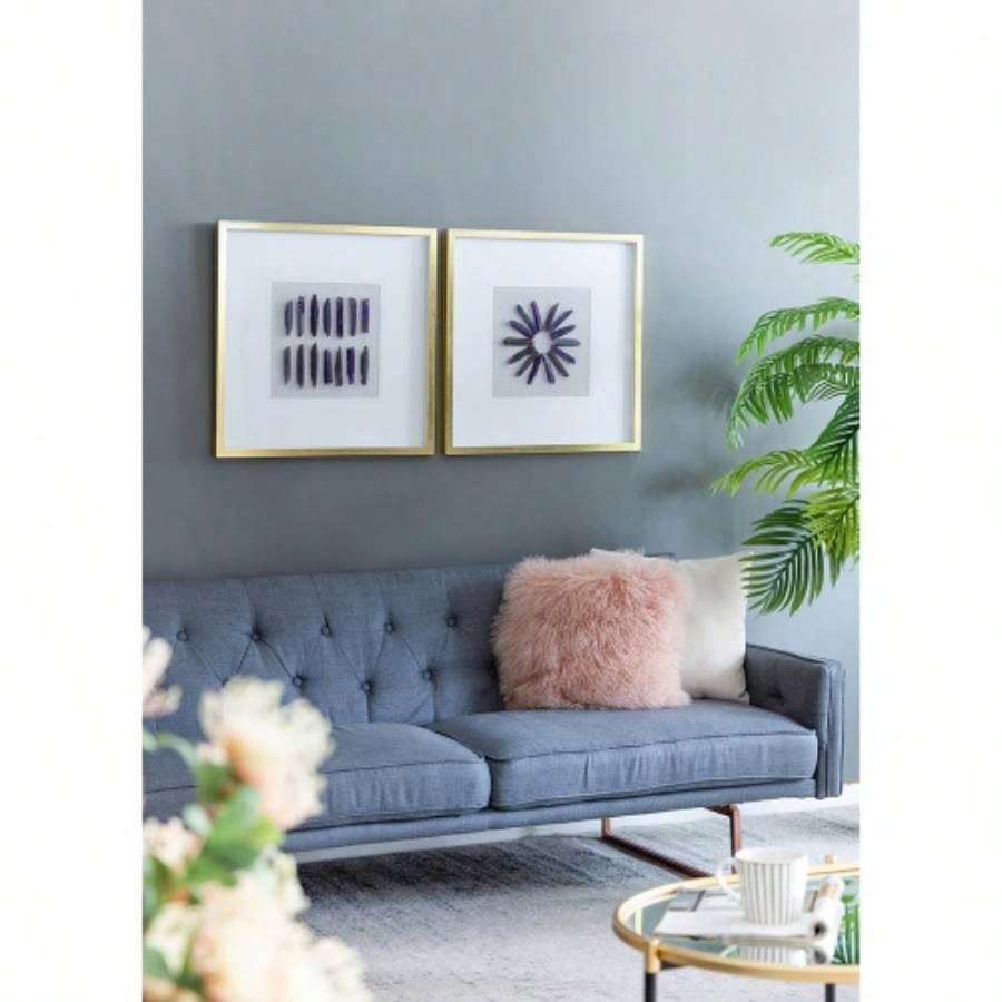 23.5x 23.5 Grace Purple Agate Shadow Boxes Wall Art, Set of 2