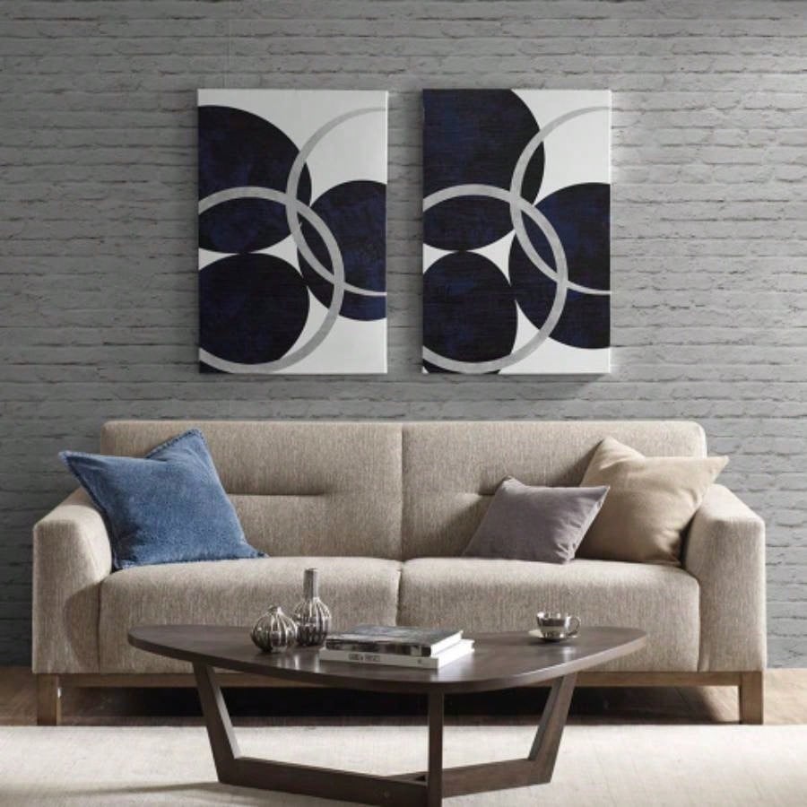 Silver Foil Abstract 2 - piece Canvas Wall Art Set