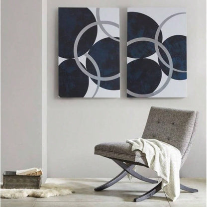 Silver Foil Abstract 2 - piece Canvas Wall Art Set