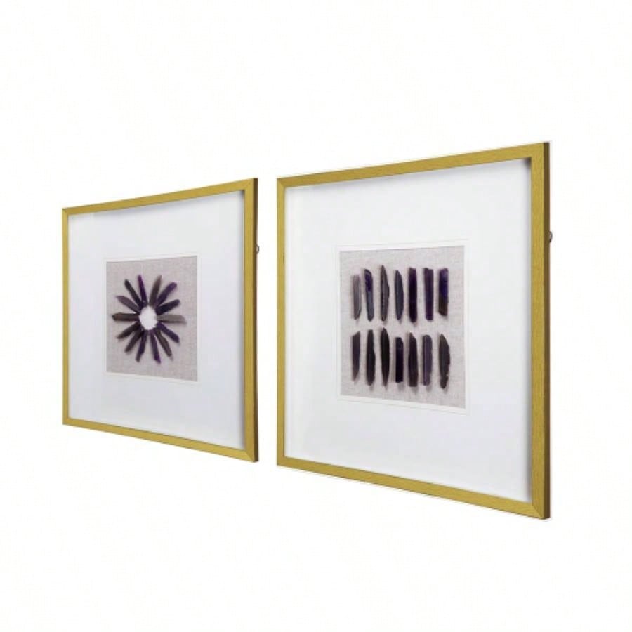 23.5x 23.5 Grace Purple Agate Shadow Boxes Wall Art, Set of 2