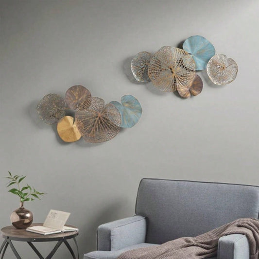 Multi - colored Lily Pad Leaves 2 - piece Metal Wall Decor Set