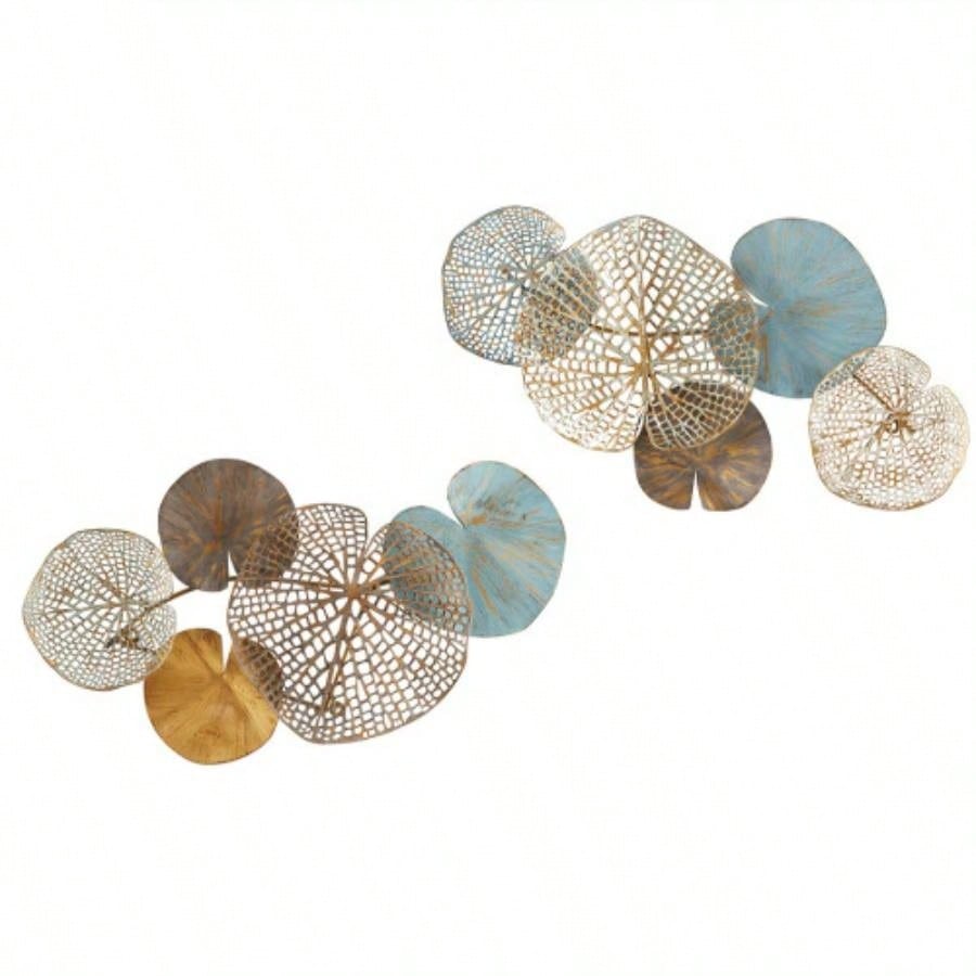 Multi - colored Lily Pad Leaves 2 - piece Metal Wall Decor Set