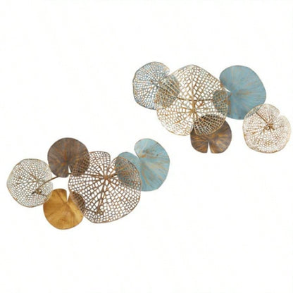 Multi - colored Lily Pad Leaves 2 - piece Metal Wall Decor Set