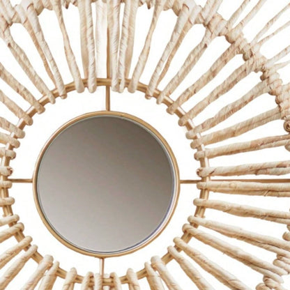 Round Natural Fiber and Mirror 3 - piece Wall Decor Set