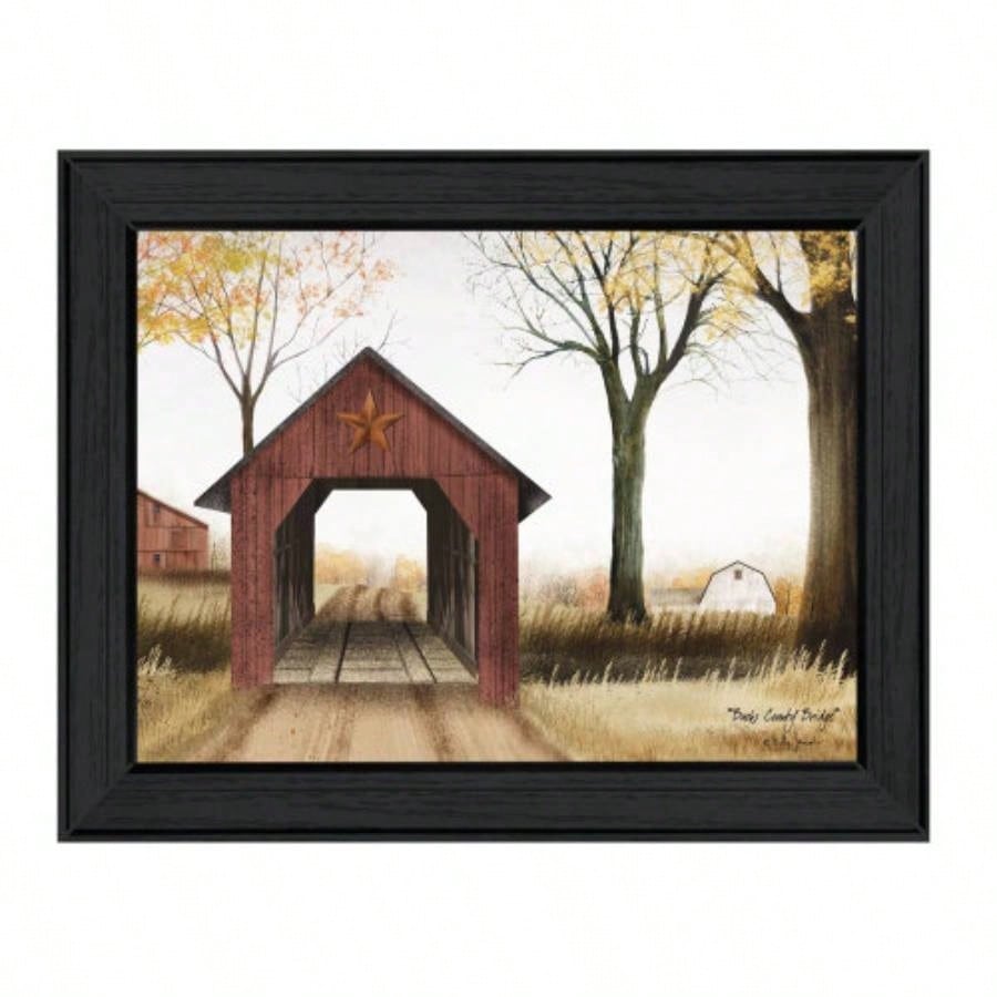 County Bridge By Billy Jacobs, Printed Wall Art, Ready To Hang Framed Poster, Black Frame