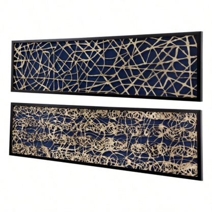 15.5x 55 Rectangular Shaped Rice Paper Shadow Box Decor Wall Art, Transitional style Wall Decor, Set of 2