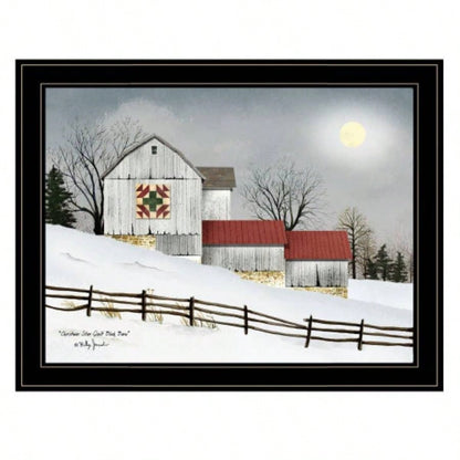 Trendy Decor 4U Quilt Block Barn Framed Wall Art, Modern Home Decor Framed Print Living Room, Bedroom Farmhouse Wall Decoration by Billy Jacobs