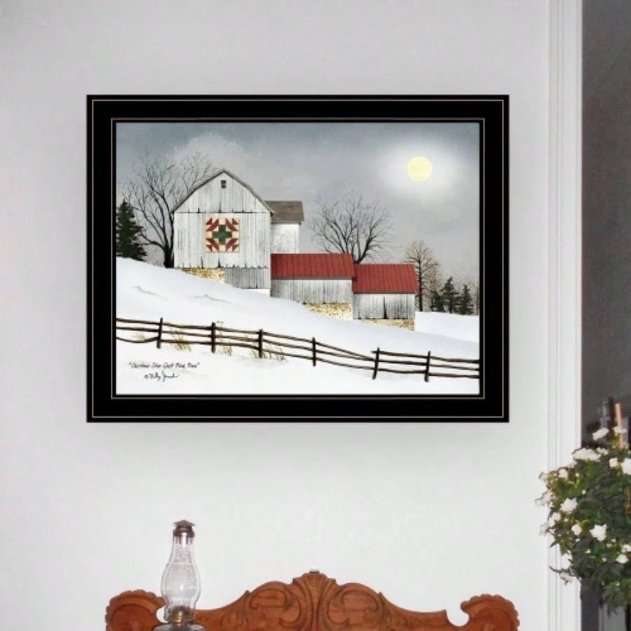 Trendy Decor 4U Quilt Block Barn Framed Wall Art, Modern Home Decor Framed Print Living Room, Bedroom Farmhouse Wall Decoration by Billy Jacobs