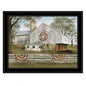 Trendy Decor 4U American Quilt Block Barn Framed Wall Art, Modern Home Decor Framed Print Living Room, Bedroom Farmhouse Wall Decoration by Billy Jacobs