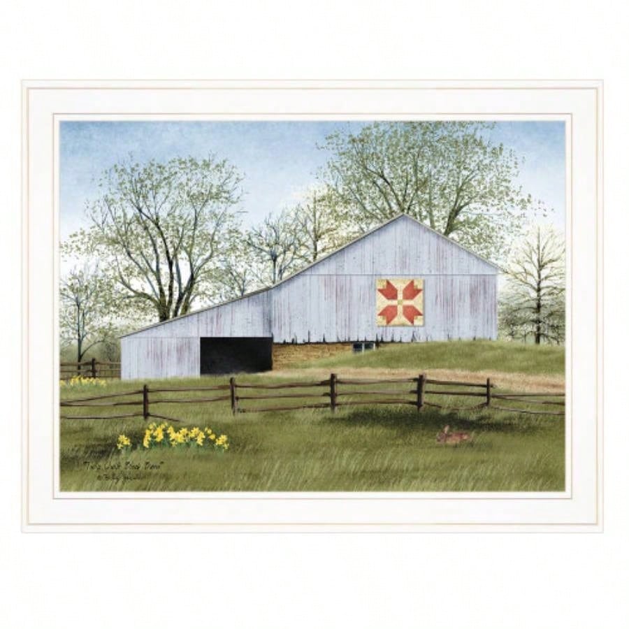 Tulip Quilt Block Barn by Billy Jacobs, Ready to Hang Framed Print, White Frame