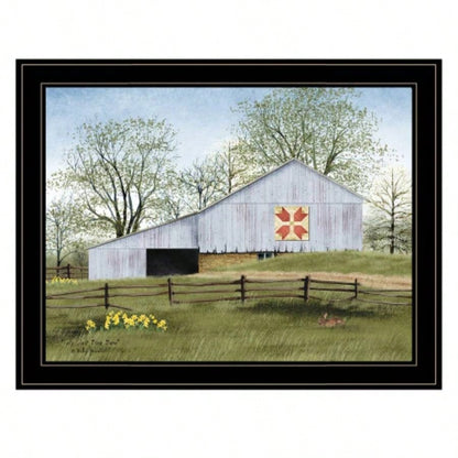 Tulip Quilt Block Barn by Billy Jacobs, Ready to Hang Framed Print, Black Frame