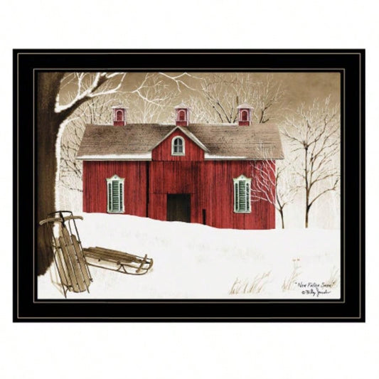 Trendy Decor 4U New Fallen Snow Framed Wall Art, Modern Home Decor Framed Print Living Room, Bedroom Farmhouse Wall Decoration by Billy Jacobs
