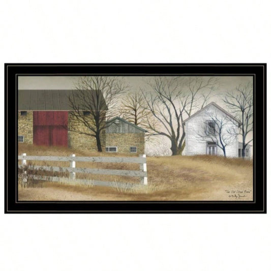 Trendy Decor 4U Old Stone Barn Framed Wall Art, Modern Home Decor Framed Print Living Room, Bedroom Farmhouse Wall Decoration by Billy Jacobs