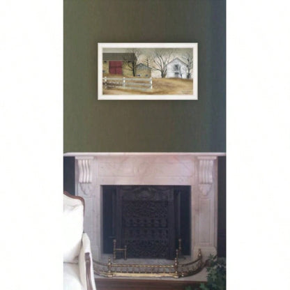 Old Stone Barn by Billy Jacobs, Ready to Hang Framed Print, White Frame