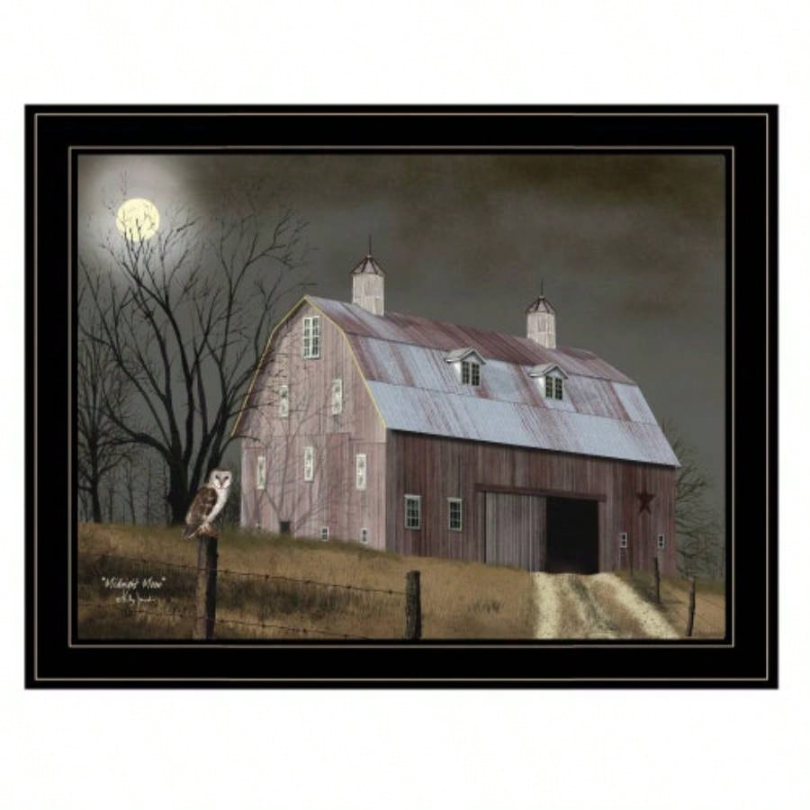 Trendy Decor 4U Midnight Moon Framed Wall Art, Modern Home Decor Framed Print Living Room, Bedroom Farmhouse Wall Decoration by Billy Jacobs