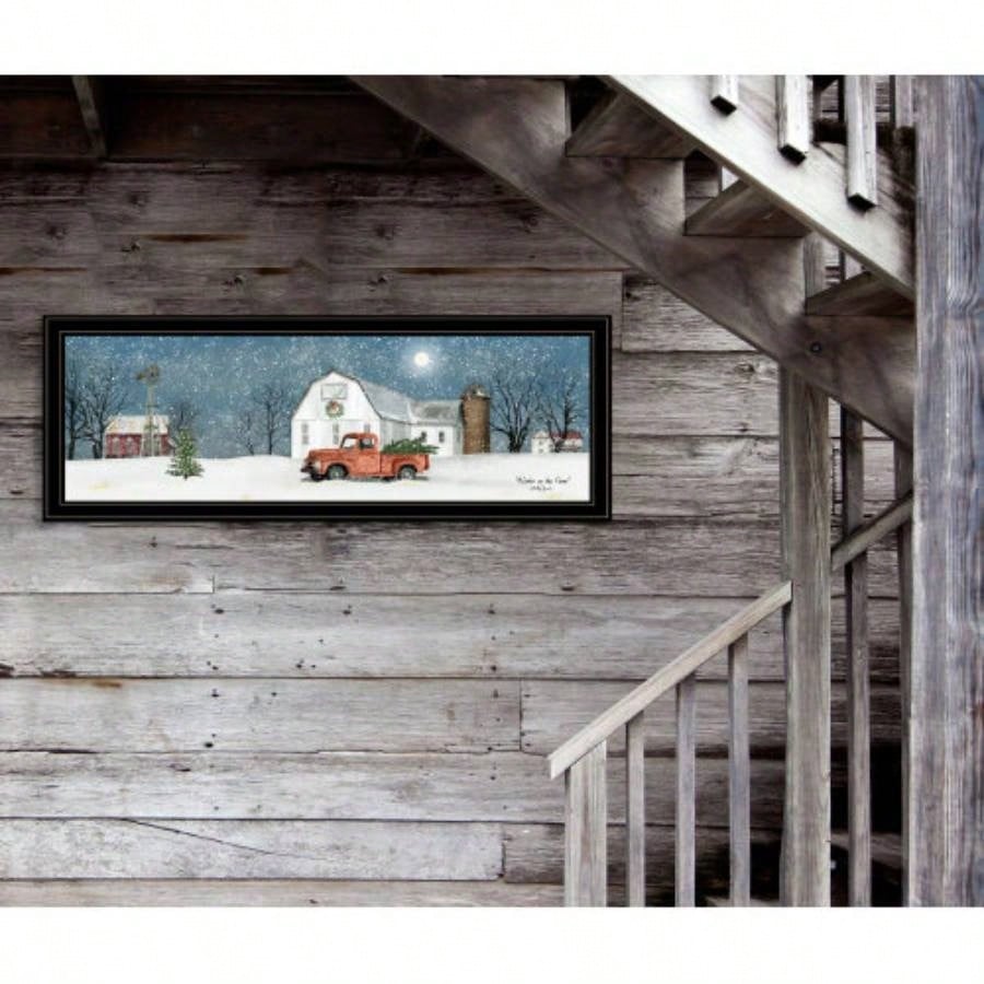 Trendy Decor 4U Winter on Farm Framed Wall Art, Modern Home Decor Framed Print Living Room, Bedroom Farmhouse Wall Decoration by Billy Jacobs