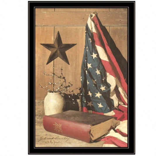God and Country by Billy Jacobs, Ready to Hang Framed Print, Black Frame