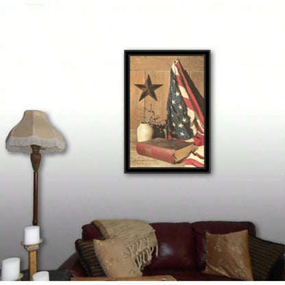 God and Country by Billy Jacobs, Ready to Hang Framed Print, Black Frame