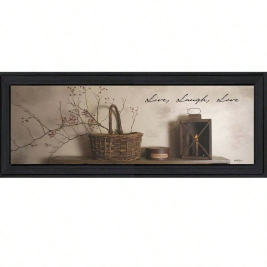 Trendy Decor 4U Live, Laugh and Love Framed Wall Art, Modern Home Decor Framed Print Living Room, Bedroom Farmhouse Wall Decoration by Billy Jacobs