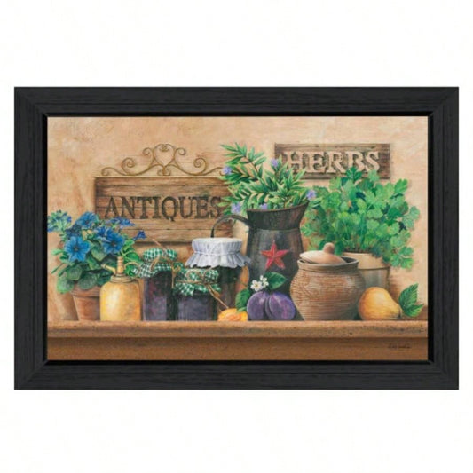 Antiques and Herbs By Ed Wargo, Printed Wall Art, Ready To Hang Framed Poster, Black Frame