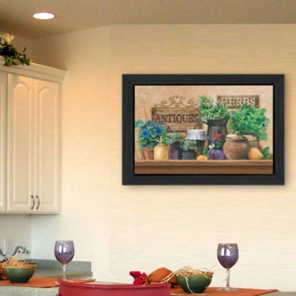 Antiques and Herbs By Ed Wargo, Printed Wall Art, Ready To Hang Framed Poster, Black Frame