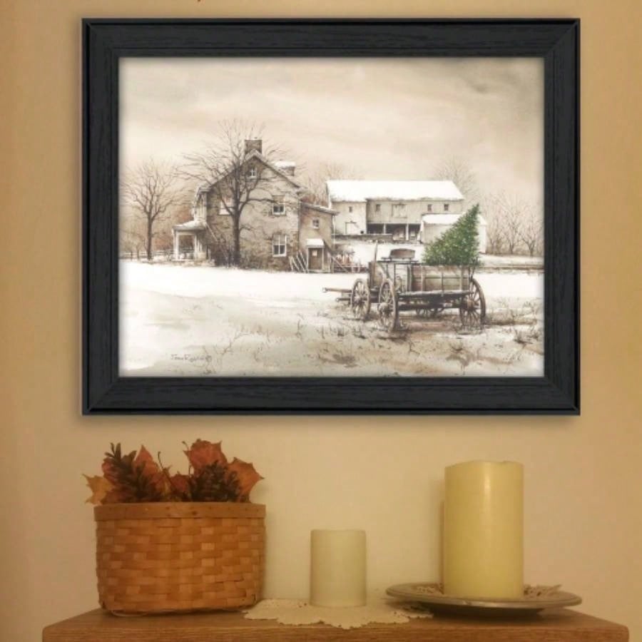 Trendy Decor 4U Bringing Home Tree Framed Wall Art, Modern Home Decor Framed Print Living Room, Bedroom Farmhouse Wall Decoration by John Rossini