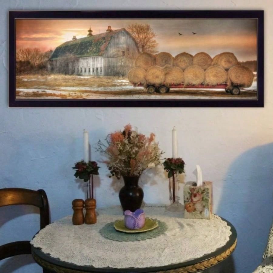 Sunset on Farm by Lori Deiter, Ready to Hang Framed Print, Black Frame