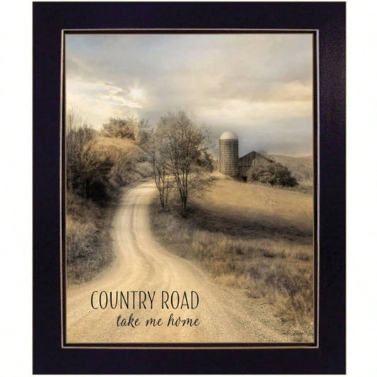 Country Road Take Me Home by Lori Deiter, Ready to Hang Framed Print, Black Frame