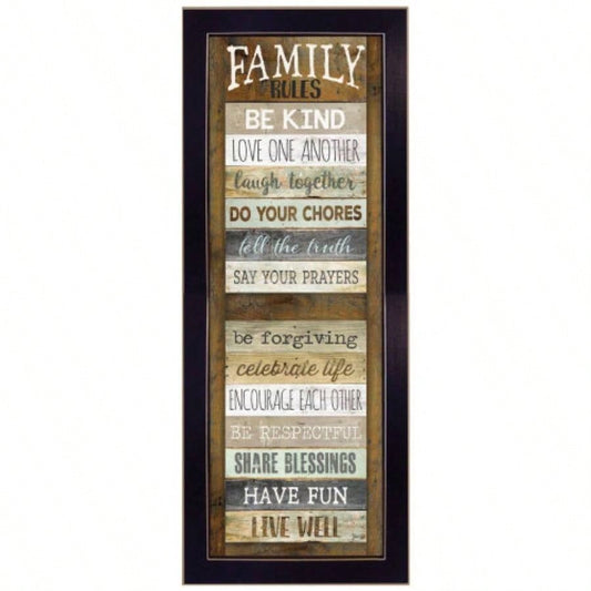 Family Rules Shutter By Marla Rae, Printed Wall Art, Ready To Hang Framed Poster, Black Frame