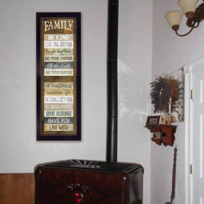 Family Rules Shutter By Marla Rae, Printed Wall Art, Ready To Hang Framed Poster, Black Frame