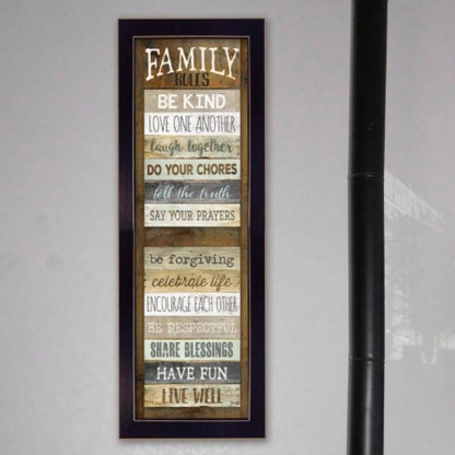 Family Rules Shutter By Marla Rae, Printed Wall Art, Ready To Hang Framed Poster, Black Frame