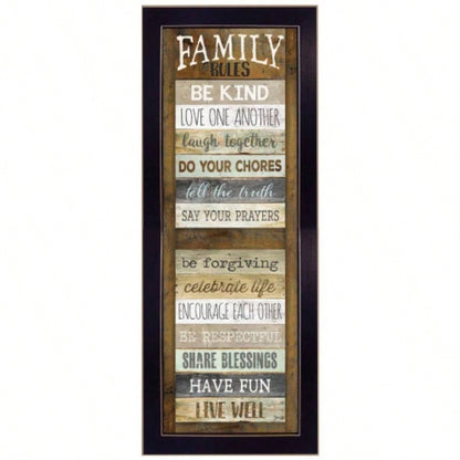 Family Rules Shutter By Marla Rae, Printed Wall Art, Ready To Hang Framed Poster, Black Frame