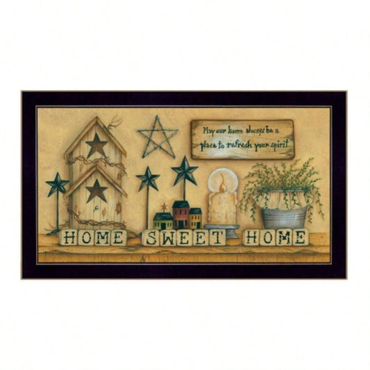 Home Sweet Home By Mary June, Printed Wall Art, Ready To Hang Framed Poster, Black Frame