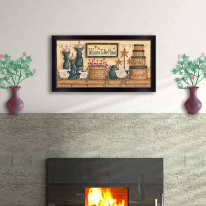 Welcome to Our Home By Mary June, Printed Wall Art, Ready To Hang Framed Poster, Black Frame