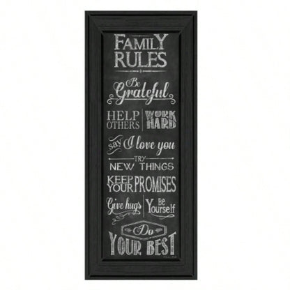 Family Rules By Susan Ball, Printed Wall Art, Ready To Hang Framed Poster, Black Frame