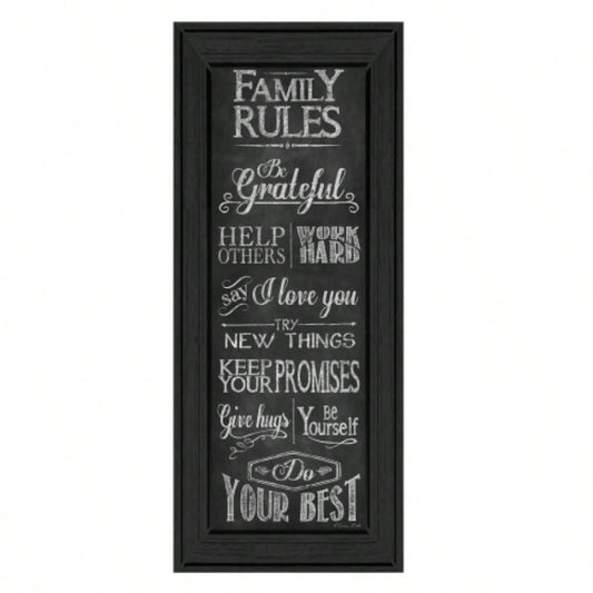 Family Rules By Susan Ball, Printed Wall Art, Ready To Hang Framed Poster, Black Frame