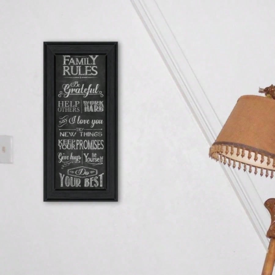 Family Rules By Susan Ball, Printed Wall Art, Ready To Hang Framed Poster, Black Frame