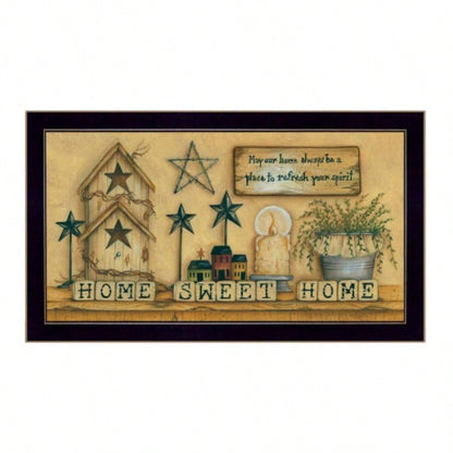 Home Sweet Home By Mary June, Printed Wall Art, Ready To Hang Framed Poster, Black Frame