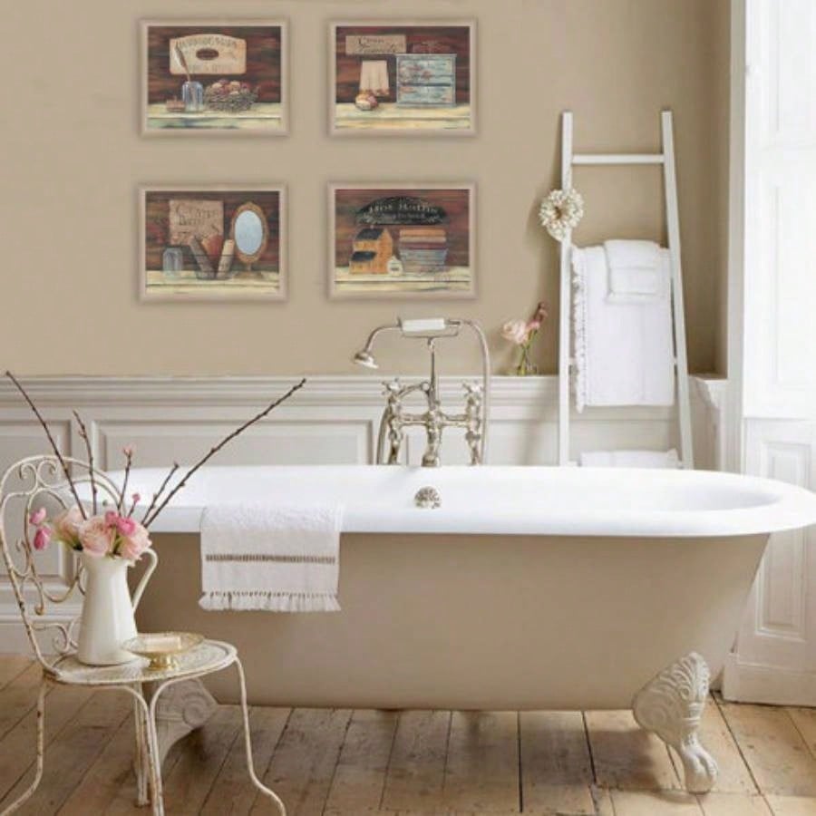 BATHROOM I 4 - Piece Vignette by Pam Britton, Taupe Frame