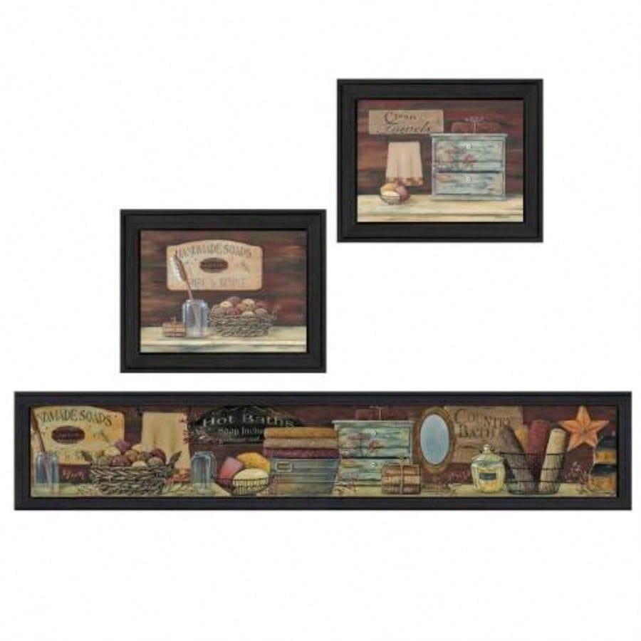 Country Bath By Pam Britton, Printed Wall Art, Ready To Hang Framed Poster, Black Frame