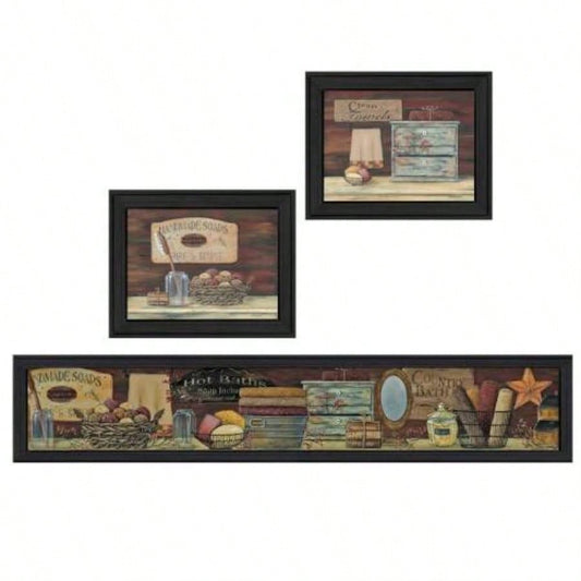 Country Bath By Pam Britton, Printed Wall Art, Ready To Hang Framed Poster, Black Frame