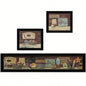 COUNTRY BATH 1 3 - Piece Vignette by Pam Britten, Black Frame