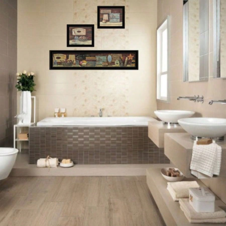 COUNTRY BATH 1 3 - Piece Vignette by Pam Britten, Black Frame