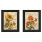 Flowers 2 - Piece Vignette By Ed Wargo, Printed Wall Art, Ready To Hang Framed Poster, Black Frame