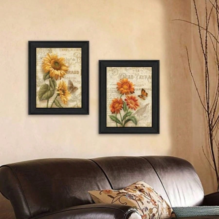 Flowers 2 - Piece Vignette By Ed Wargo, Printed Wall Art, Ready To Hang Framed Poster, Black Frame